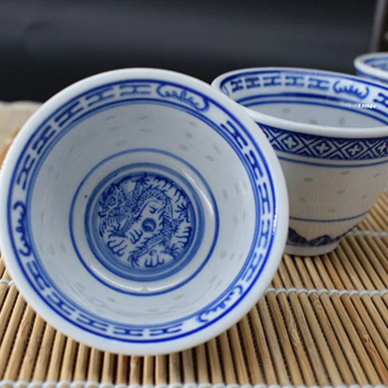 Vintage Porcelain Dragon Tea Cup, Blue and White, Jingdezhen Ceramic Sake Cups, Drinkware Tea Bowls, 80ml, 150ml