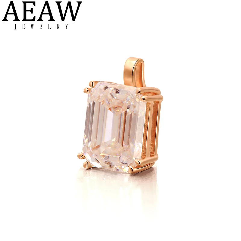 2.0ct carat 6x8mm Emerald Cut Moissanite Pendant Gemstone Wedding Pendent Necklace Fine Jewelry Solid 18k Rose Gold