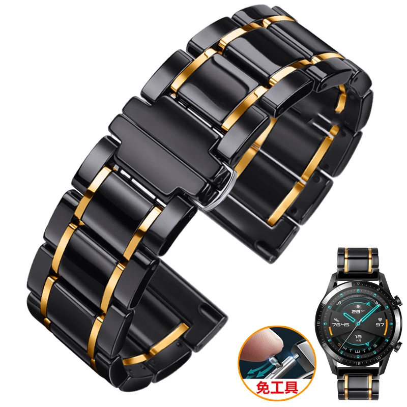 20mm 22mm Watch Band Strap For Samsung Galaxy 3 Watch 42 46mm GEAR S3 Active2 Classic quick release for Huawei GT Ceramic strap