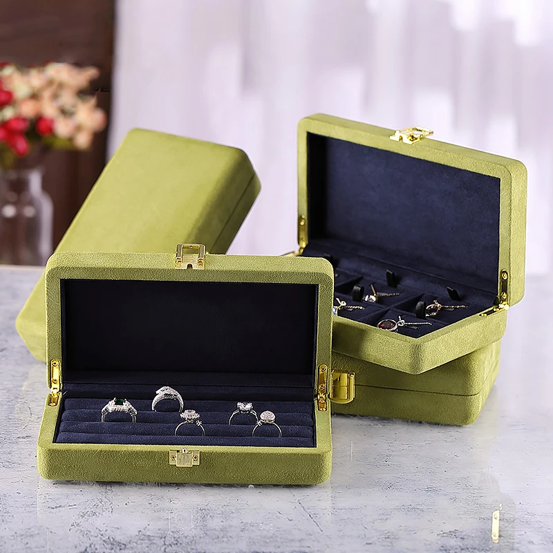 New boutique jewelry storage box, creative microfiber material ring and necklace set display box