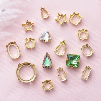 ドロップ銅 K9 空の爪設定ファンシーストーン用ゴールデンラウンドラインストーン爪シルバーゴールドしっかりセットラインストーンベース爪