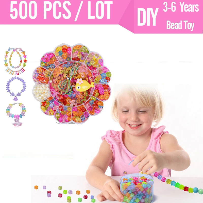 

500pcs DIY Children Hand Making Toys Colorful Jewelry Necklace Bracelet Handmade String Beads Girl Gift Arts And Crafts For Kids