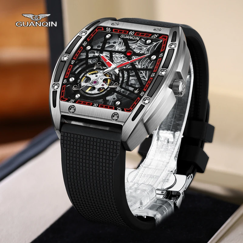 2022 GUANQIN Luxury Fashion Sapphire Mechanical Automatic Watch Men's Watch Stainless Steel Hollow Tourbillon Men's Accessories