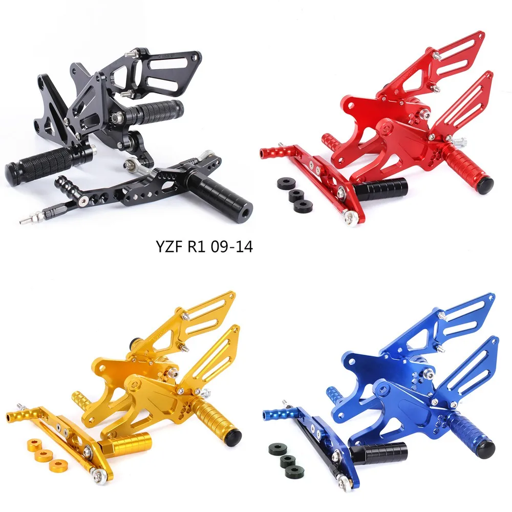 CNC Aluminum Motorcycle Adjustable Rearsets Rear Sets Foot Pegs For Yamaha YZF 1000 R1 YZF R1 2009 2010 11 2012 2013 2014 YZFR1