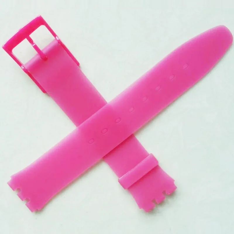 16mm Ultra thin skin rubber strap Watch accessories for Swatch strap buckle SWATCH silicone watch band Black White Pink