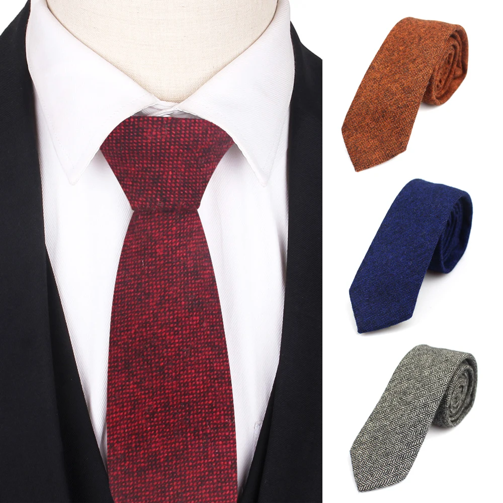 Solid Wool Neck Ties For Men Women Fashion Casual Slim Tie For Business Classic Mens Neckties Narrow Men Woollen Ties Gravata