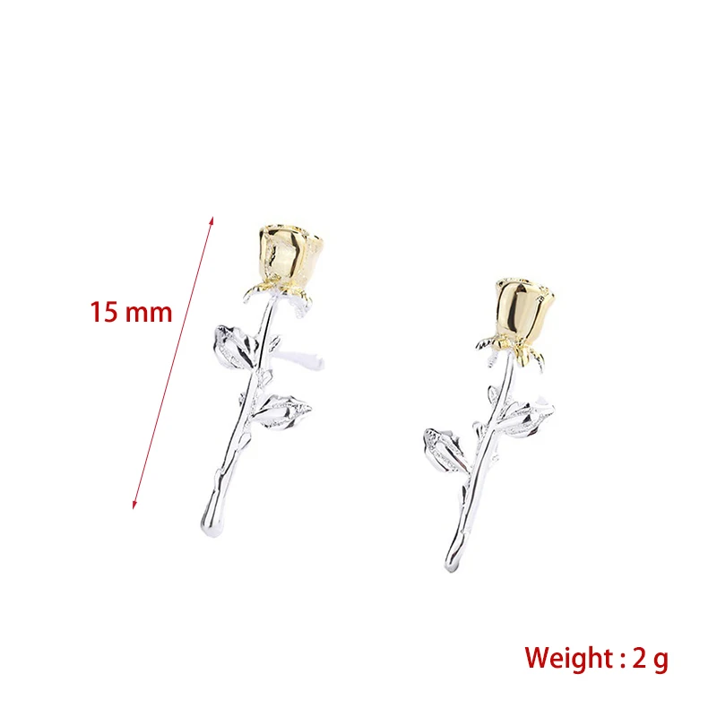Fashion Lyrical Rose Flower Stud Earrings For Women Cute Golden Geometric Earring Piercing Accessories Lovely Ear Nail Jewelry