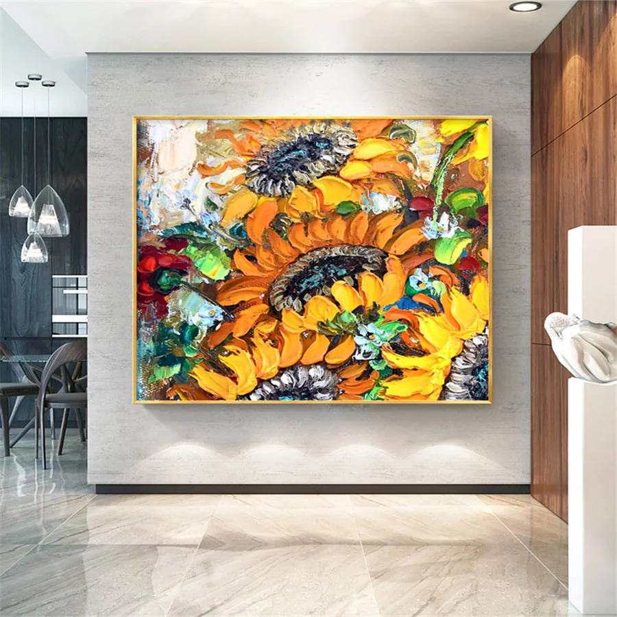 

Hand painted Vincent Van Gogh Art Painting Blossom sunflower Oil Painting The Starry Night Van Gogh famous canvas picture