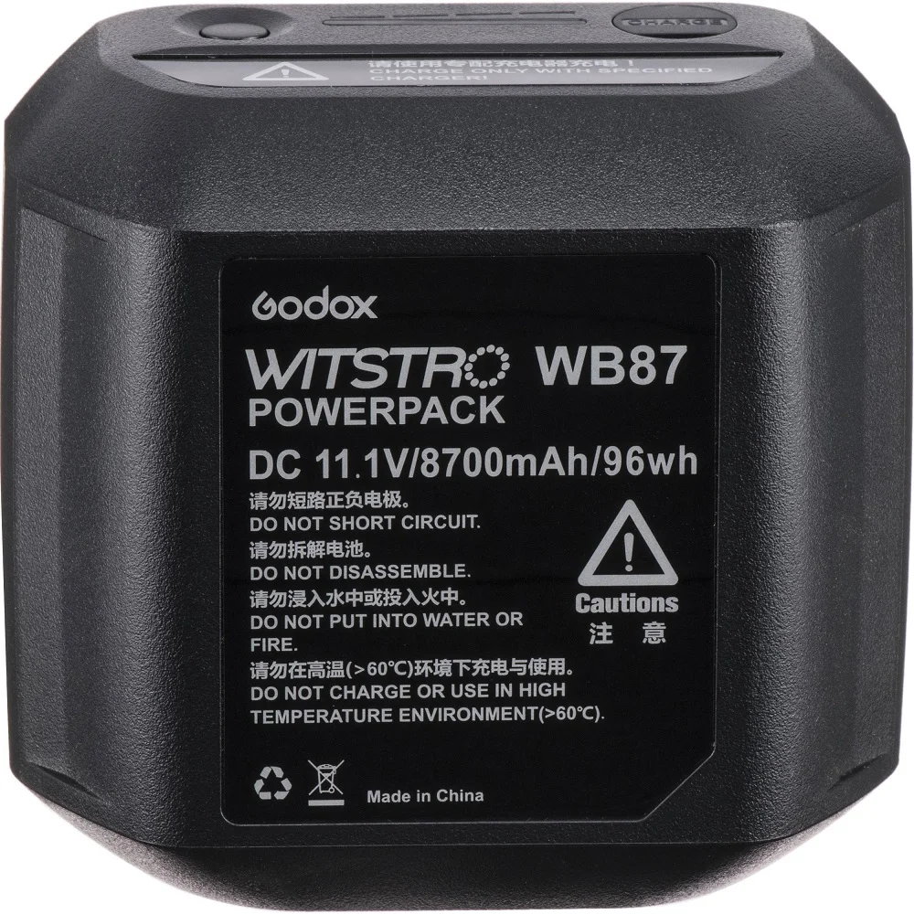 Godox WB87 Lithium Battery Pack 11.1V 8700mAh Give 500 Full Power Flashes for Godox Wistro SLB60W AD600 AD600B AD600BM AD600M