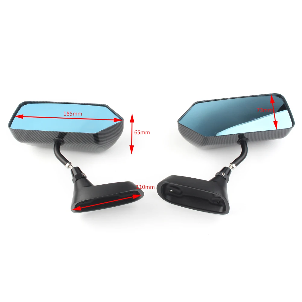 F1 Style Universal Auto Side Blue Rearview Mirror Metal Bracket Carbon Fiber Styling Left & Right 2PCS