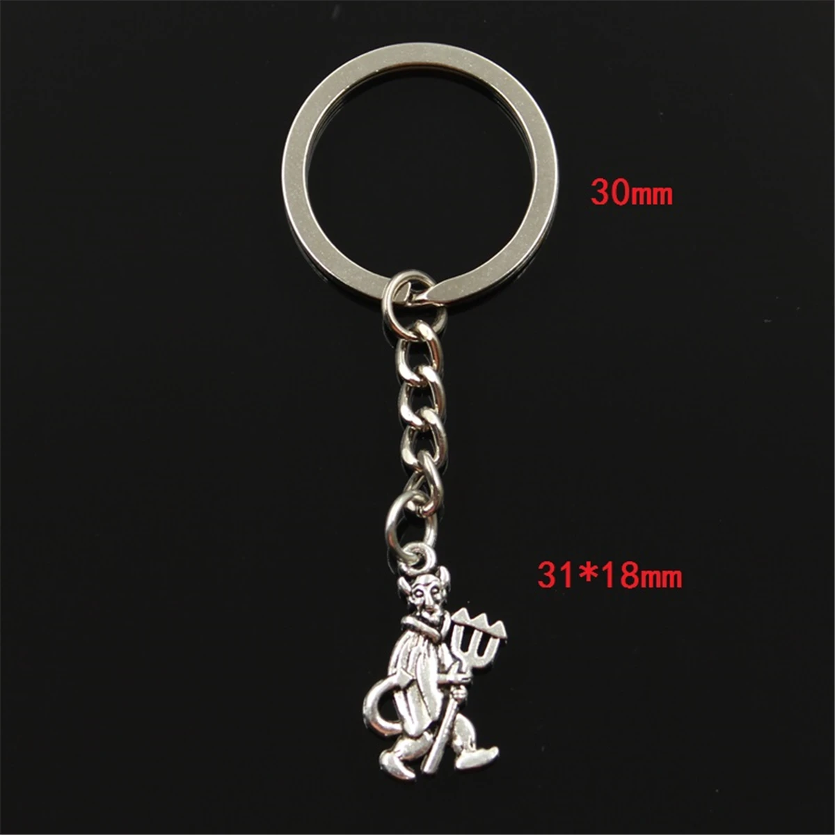 New Fashion Keychain 26x15mm Satan Demon Devil Pendants DIY Men Silver Color Car Key Chain Ring Holder Souvenir For Gift