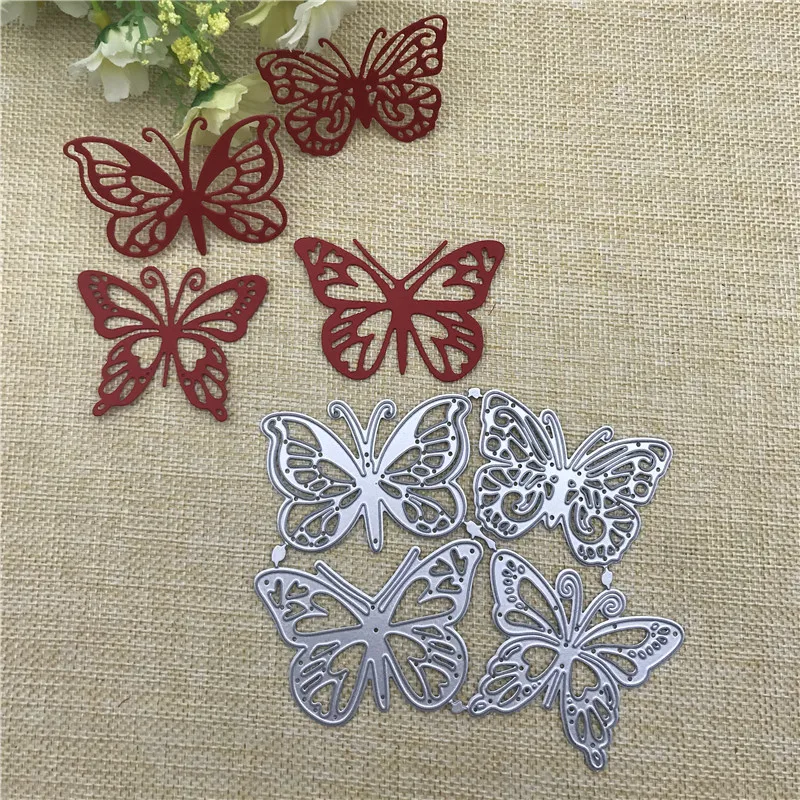 4pcs butterfly Craft Metal stencil mold Cutting Dies decoration scrapbook die cuts Album Paper Craft Embossing DIY Card Crafts