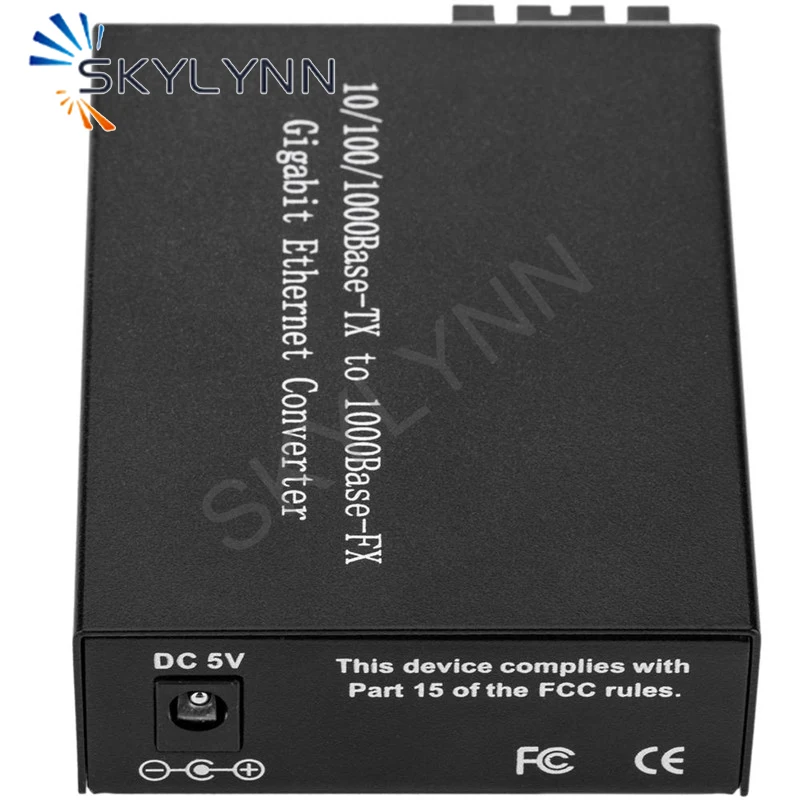 5 PCS Fiber Media Converter 1000 Mbps Single Mode 1000Base-FX SC Connector to 1000Base-TX RJ45 UTP 20Km 1310nm Wavelength