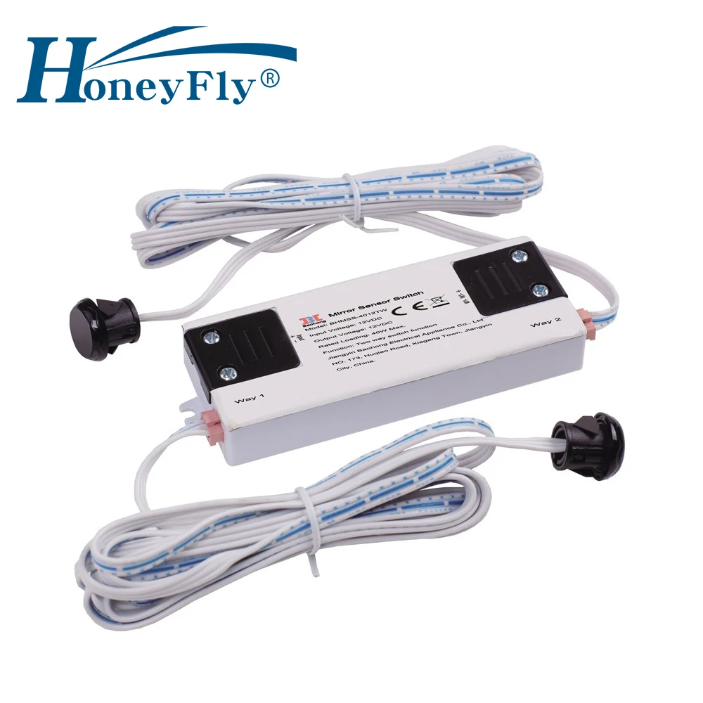 HoneyFly Patented 40W 12V IR Sensor Switch Two-lights Controller Switch Infrared Cabinet Switch DC Hand Wave For LED Lights