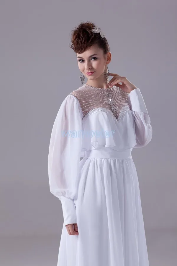 Frete grátis vestido formal 2016 novo personalizado cor/tamanho manga comprida miçangas com jaqueta branco plus size mãe da noiva vestidos