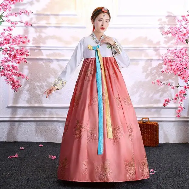 Robe de danse à paillettes brodées pour femmes, Hanbok coréen, Performance vintage, Scène, Printemps