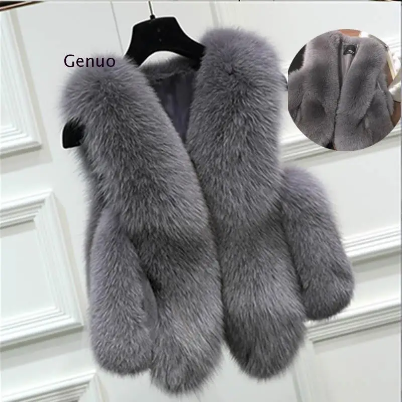 

Faux Fur Coat Winter Fur Vest for Women Warm Short Waistcoat Female Casual Loose Fur Jacket Sleeveless Women's Coat Vests