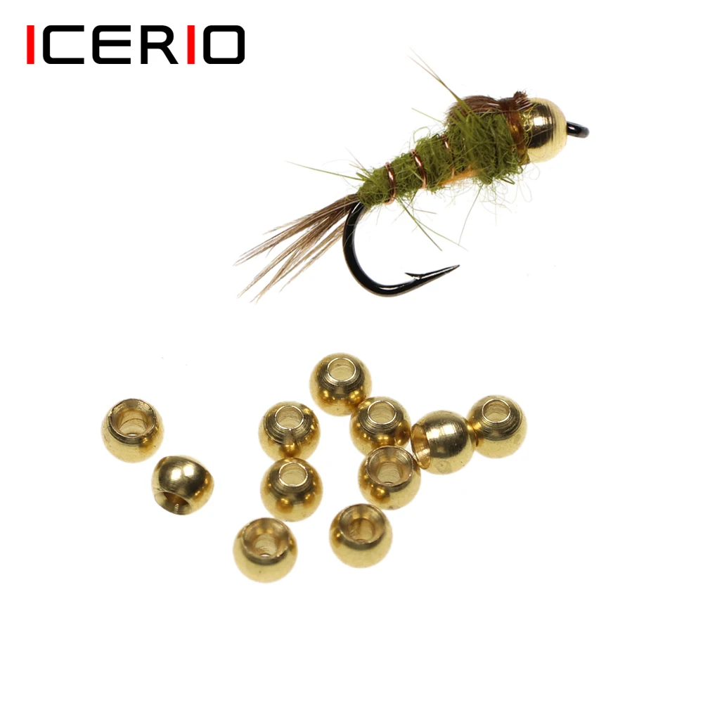 ICERIO 100PCS Messing Kralen Hoofd voor Nimf Streamer Bugs Vliegvissen Koppelverkoop Materialen 2.4mm 2.8mm 3.3mm 3.8mm