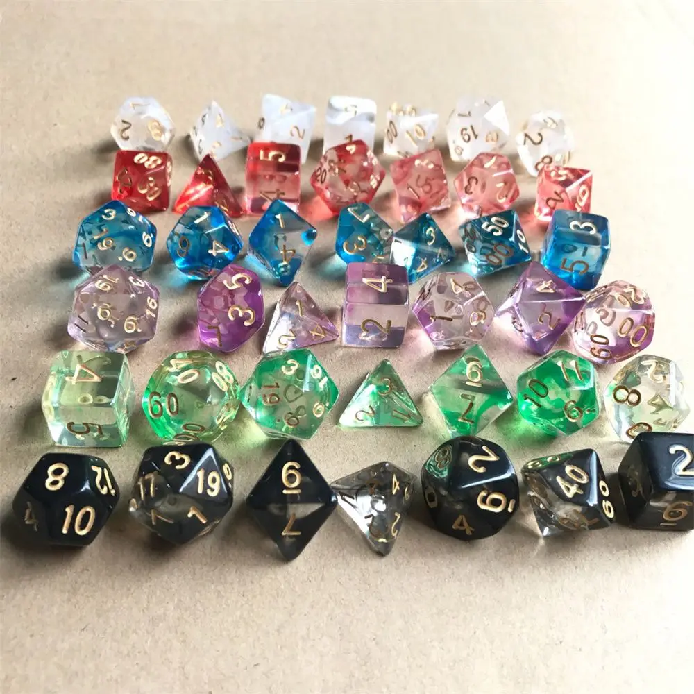 7Pcs/Set Multi-Sided Clear Dice Set Game Dice For RPG DND Accessories Polyhedral Dice For Board Card Game Tarot Supplies