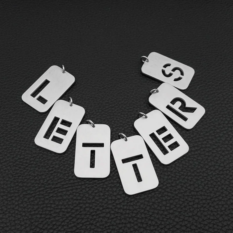 Hip Hop Stainless Steel Mens 26 Initial Letter Alphabet Necklace Military Army Dog Tag Pendant Necklaces for Women Jewelry