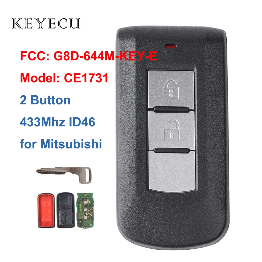 Keyecu Smart Remote Key Fob 2 Button 433Mhz PCF7952 ID46 for Mitsubishi Lancer Outlander ASX FCC: G8D-644M-KEY-E