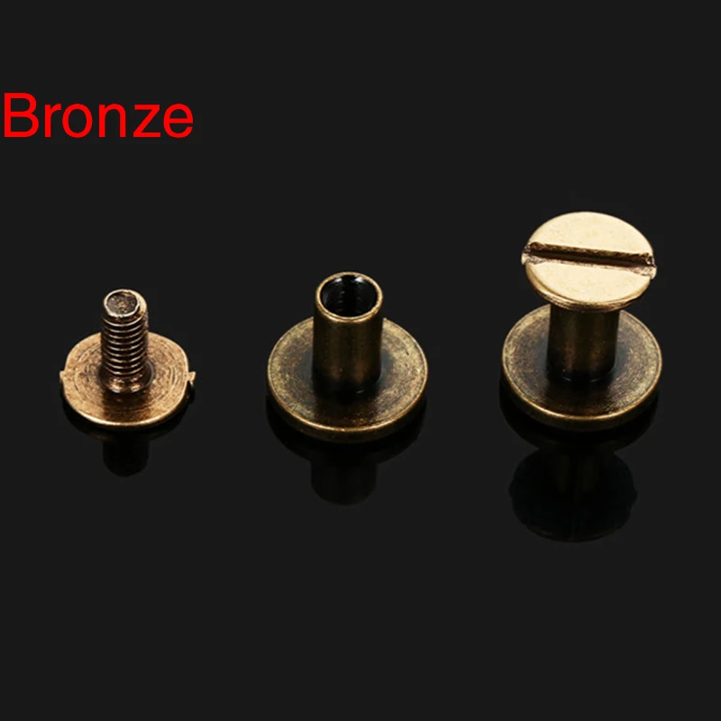 10sets 5mm/6.5mm/8mm Solid Screw Nail Rivet Double Flat Head Belt/strap Rivets Luggage Leather Metal DIY Craft Copper