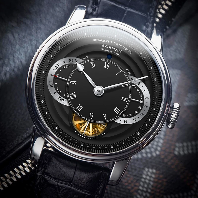 orologi di lusso da uomo, orologio automatico da uomo BORMAN uomo vestito orologio da polso meccanico orologio impermeabile Svizzera relogio masculino