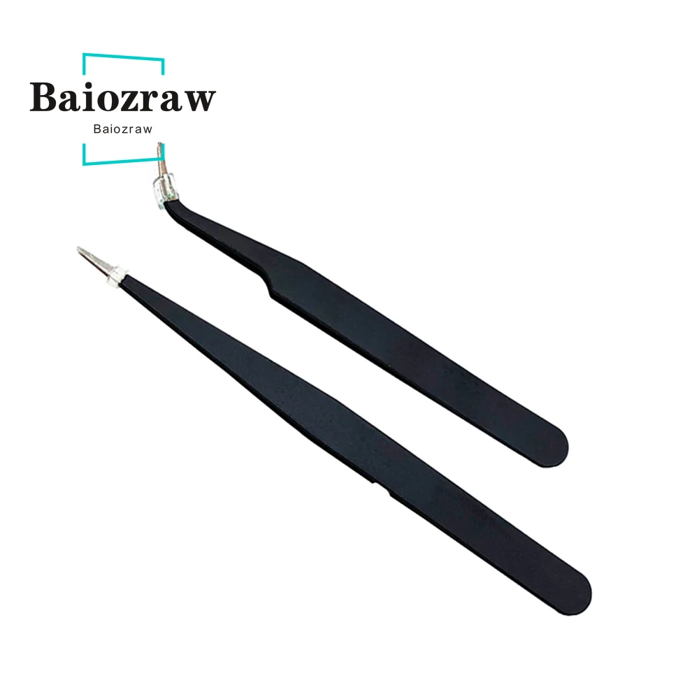 Cleaning Residual Consumables Tool Anti-static Tweezers Stainless Steel Pointed Elbow Welding of Precision Electronic Components