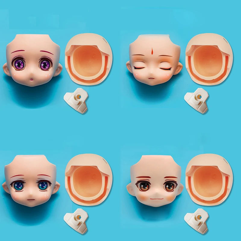 Ob11 doll Head YMY Head Bald Head for Gsc Clay Man Replacement Face Open Eyelid Head 1/12bjd Doll Accessories Cat Ear