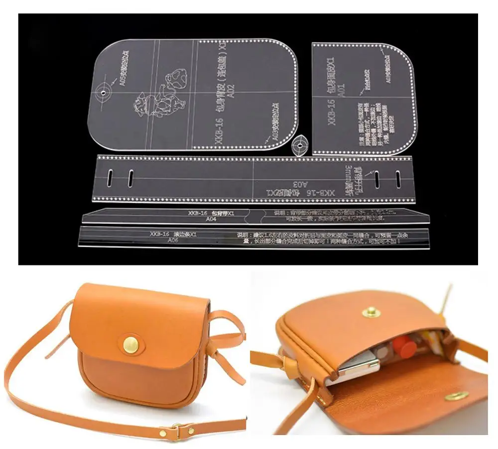 

XKB-16 Shoulder Bag Acrylic Making Template Leather Patternfor DIY Crafts And Sewing Making