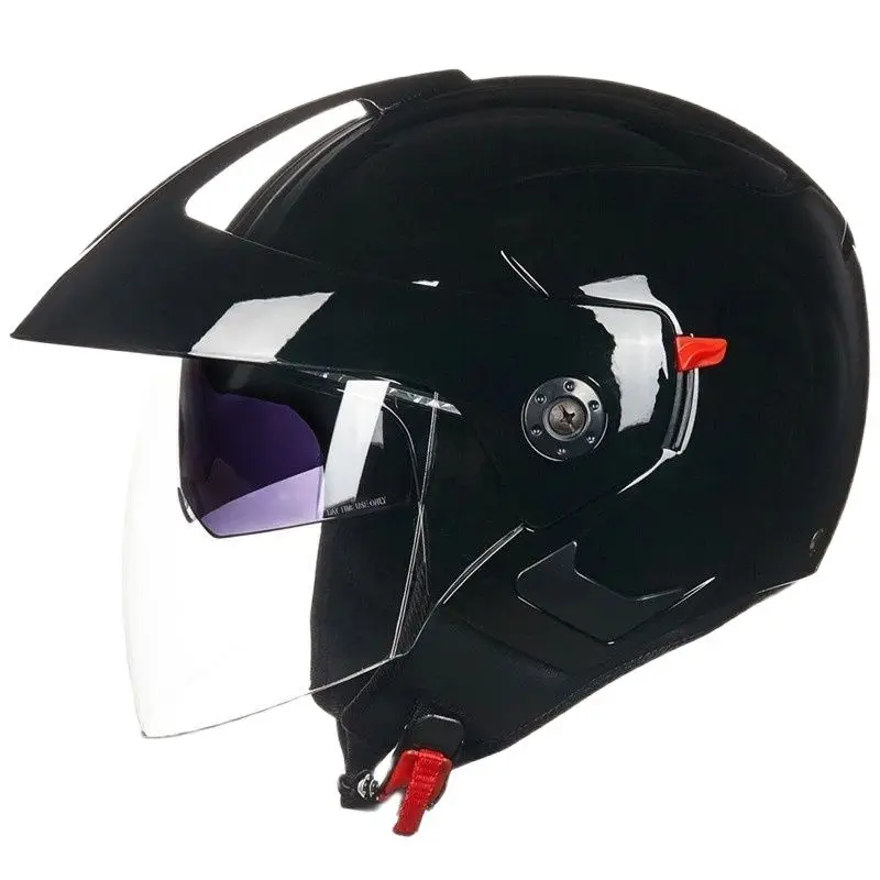 Casco de Moto con visera de doble lente para hombre y mujer, protector de cabeza de cara abierta para bicicleta eléctrica, Scooter de verano, S CE