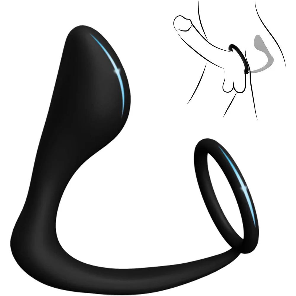 2 In 1 Anal Plug With Penis Ring, Erection Enhancing Cock Ring Stretchy Silicone Butt Plug For G-Spot P-Spot Testicles Sex Toys