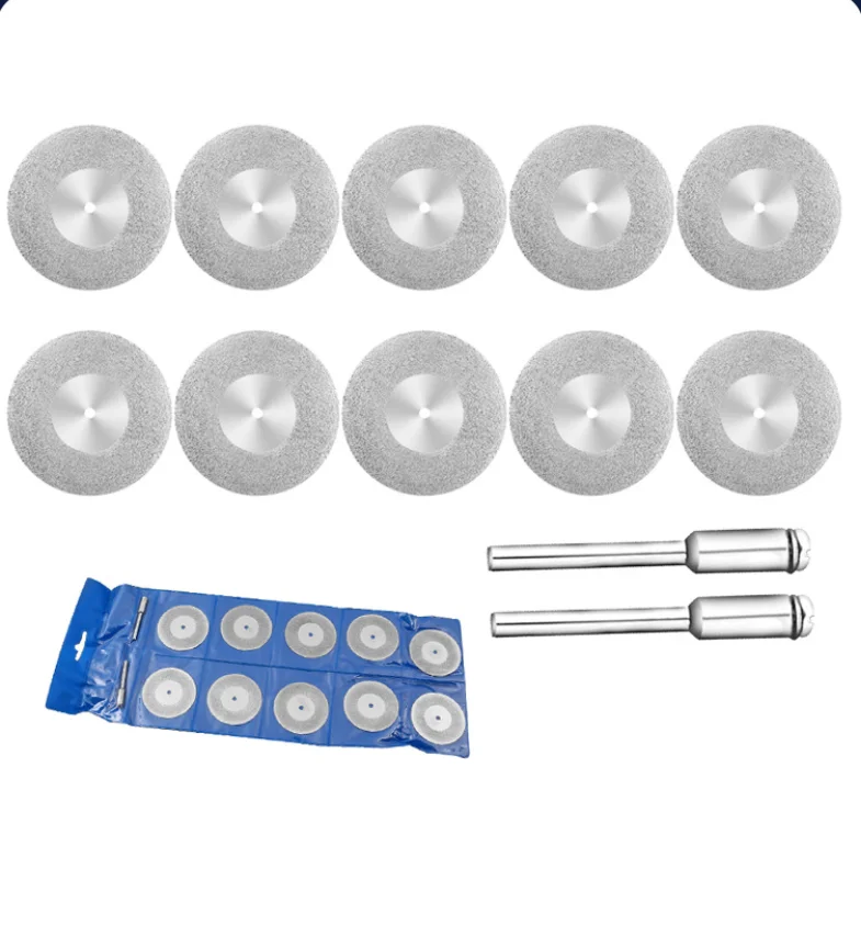 10PCS Mini Abrasive Diamond Cutting Disc Set for Dremel Rotary Cutter Saw Blade Grinding Wheels Disk with Mandrel Power Tools