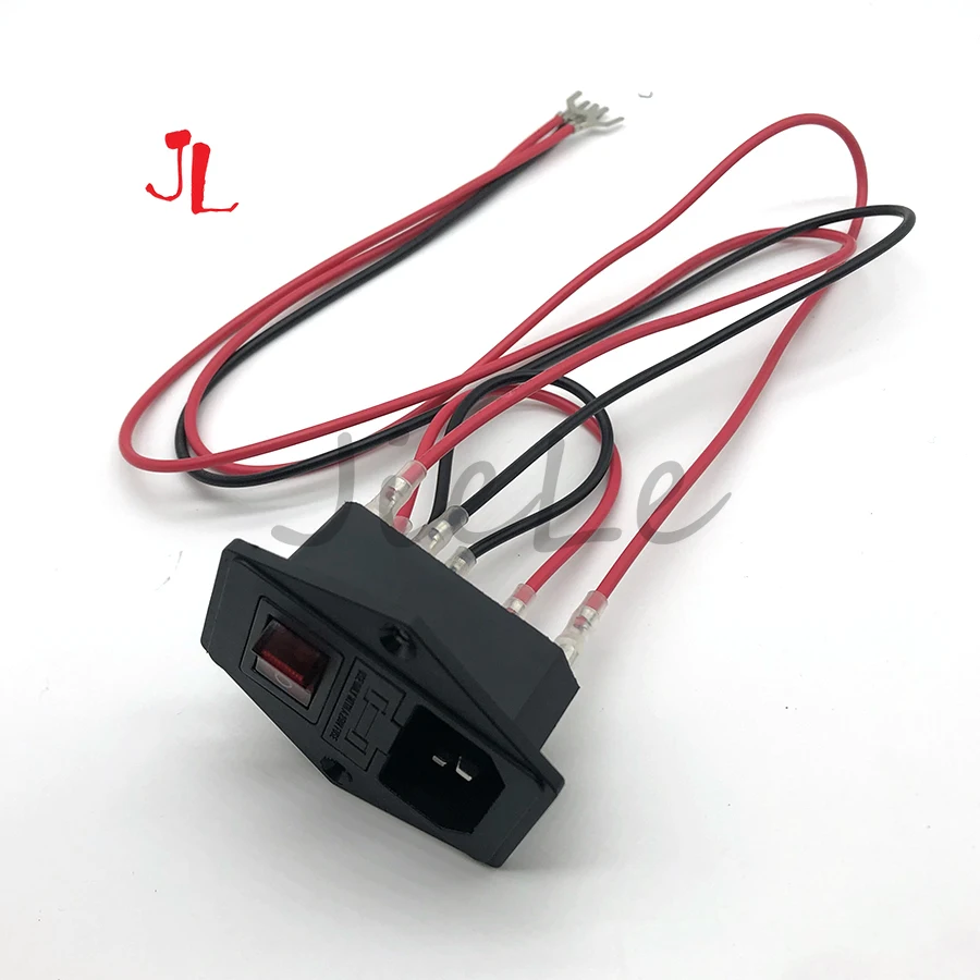 

10Pcs ON/OFF Switch Socket with Female Plug Wires Cable for Power Supply Cord Arcade Game Machine IO Switch with Fuse