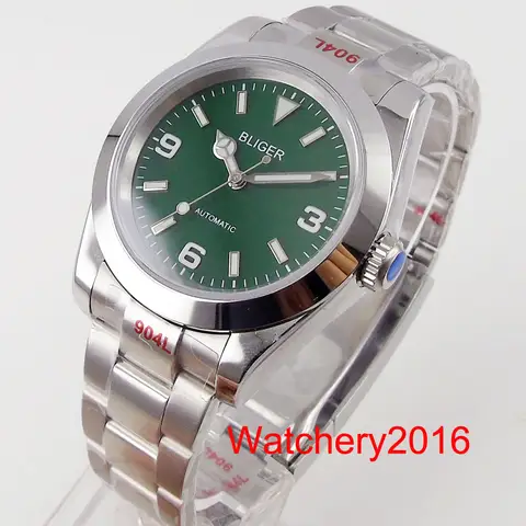 BLIGER 36 mm lysande urtavla safirglas polerad infattning NH35 PT5000 MIYOTA 8215 automatiskt urverk herrklocka med armband 8 best sales pt5000 - №8