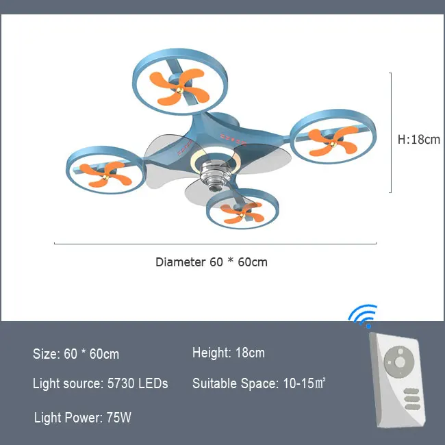 Imagem -06 - Criativo Quarto das Crianças Ventilador de Teto com Luz Led Quarto do Bebê Fãs Teto Lâmpada