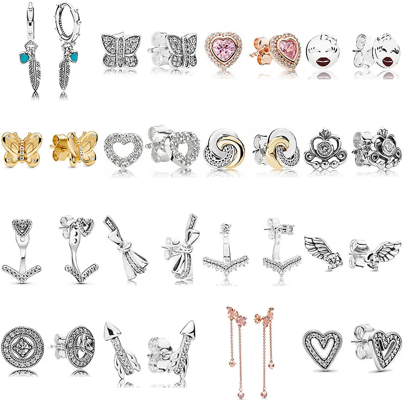 Boucles d'oreilles en argent regardé 925 avec plumes spirituelles pour femmes, boucles d'oreilles populaires avec cœur à main levée, cadeau de bijoux, cowcles entrelacés, nouveau