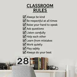 Classroom Rules Words Wall Sticker Study Room School Wall Decals Home Decor Reading Room Education Art Murals Poster