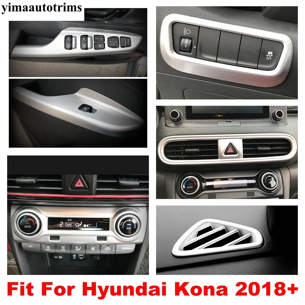 

Head Lamp Button Warning Light Panel Air AC Vent Armrest Window Lift Cover Trim For Hyundai Kona 2018 -2023 Interior Accessories