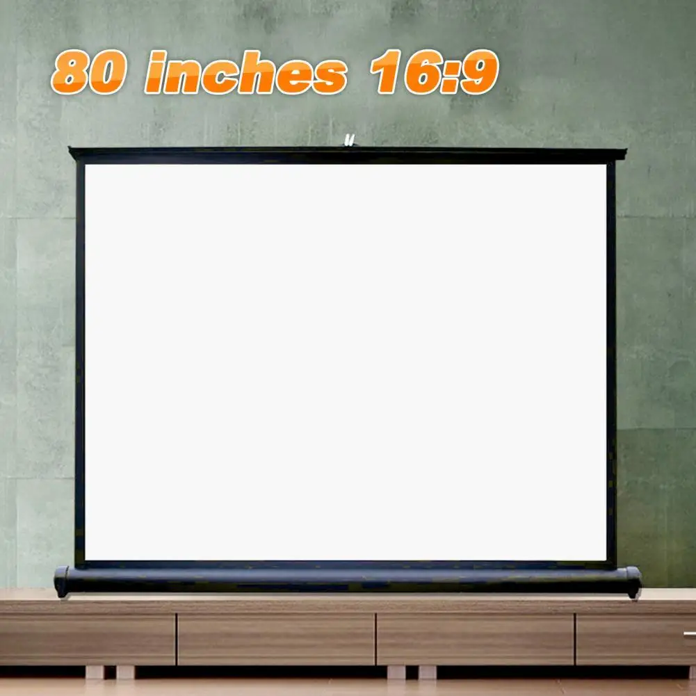 Lightweight H80Q Projector Screen Foldable Simple Design Polyester 80 Inch 16:9 Portable Projection Curtain for Movie 177cm x 99