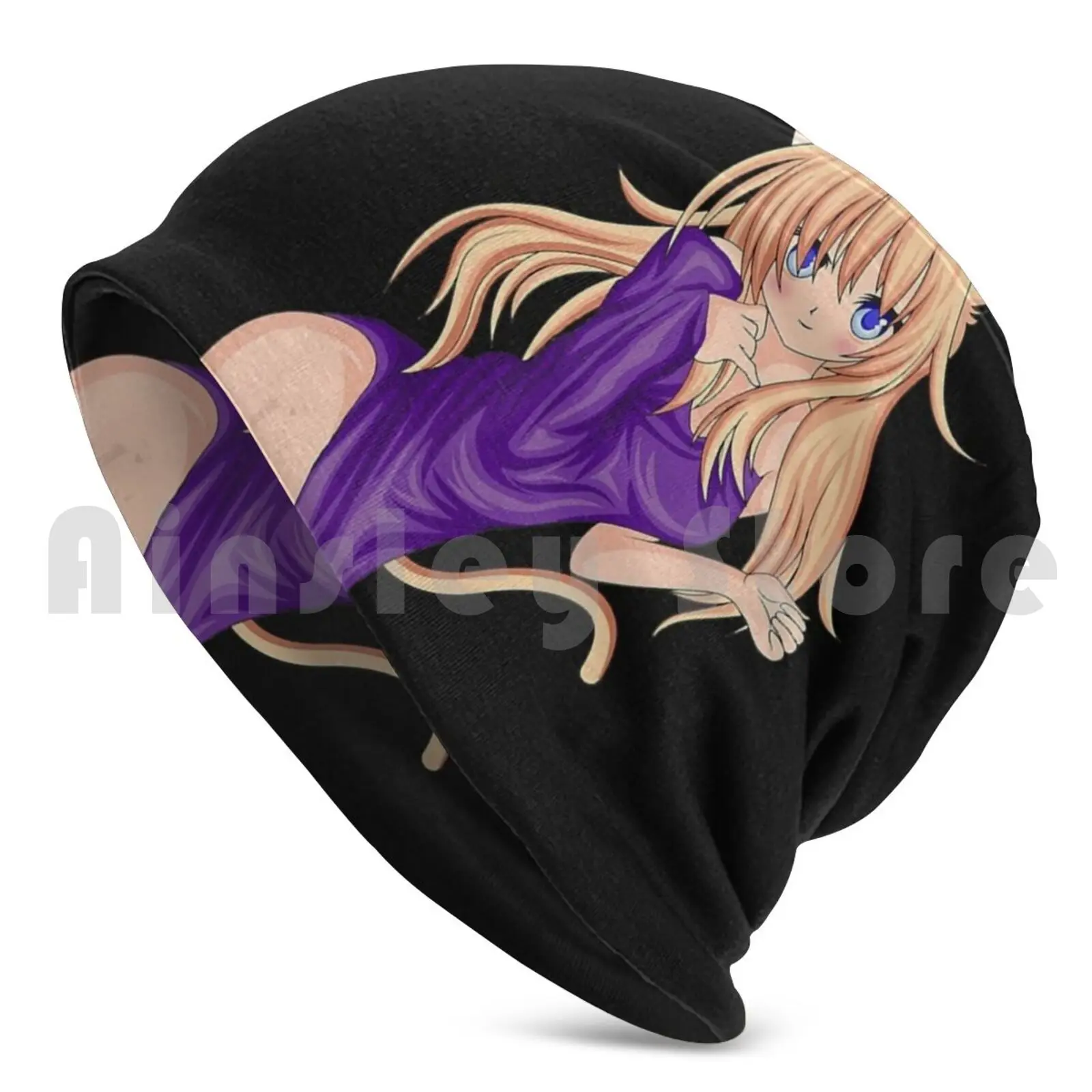 Japanese Anime Cat Girl Gift For Anime Lovers Beanie Hedging Cap DIY Print Cushion Anime Manga Unicorn Anime Girl