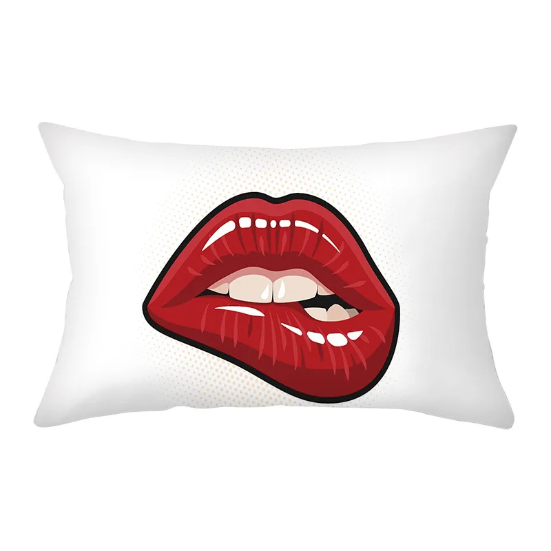 Eyelash Printed Polyester Lumbar Pillow Cushion Cover 30x50cm  Fashiom Women Make-up Seat Decor Rectangle Throw Pillowcase