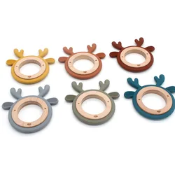 Neue Design Angepasst Cartoon Tiere Baby Beißring Spielzeug 1PC Lebensmittel Grade Holz Ring Kauen Produkte Kinder Molaren Wesentliche