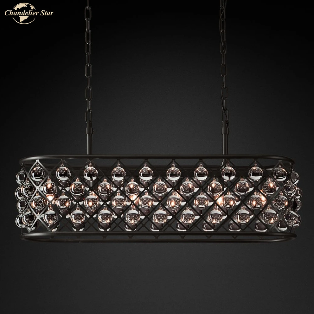 Nordic LED Pendant Lights Modern Glass Drop Rectangle Chandelier Iron Lustres Indoor Lighting for Living Dining Room Villa