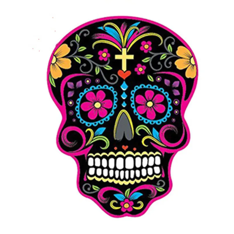 

10.2CM*13.1CM Laptop Sticker MEXICAN SUGAR SKULL Classic Reflective Decals For Computer Macbook Luggage Motorcycle Car PS4