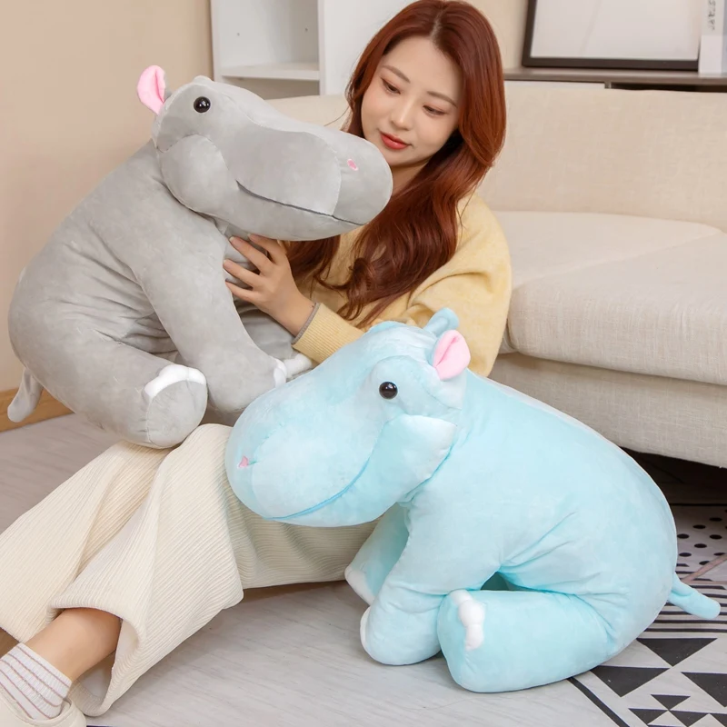 

55/70cm Big Head Hippo Plush Toy Soft Cartoon Animal Hippopotamus Stuffed Doll Cute Home Pillow Baby Children Christmas Gift