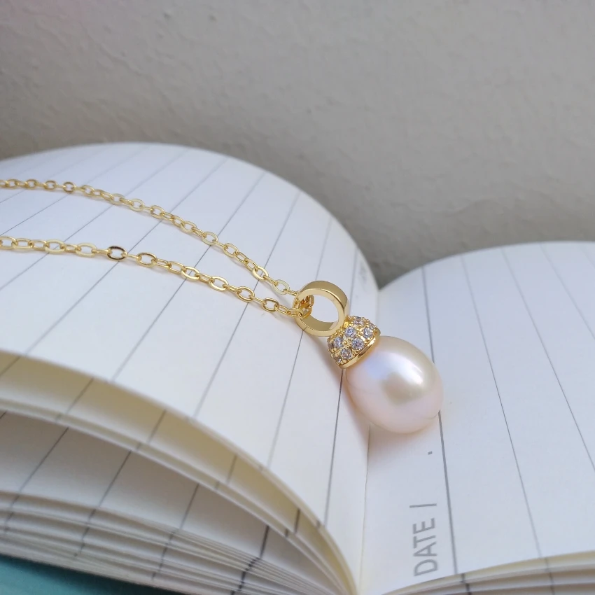 huge AAA 10-12mm Natural South Sea Genuine White Oval Pearl Pendant Necklace Birthday Party Wedding Daily Wear Free Shipping