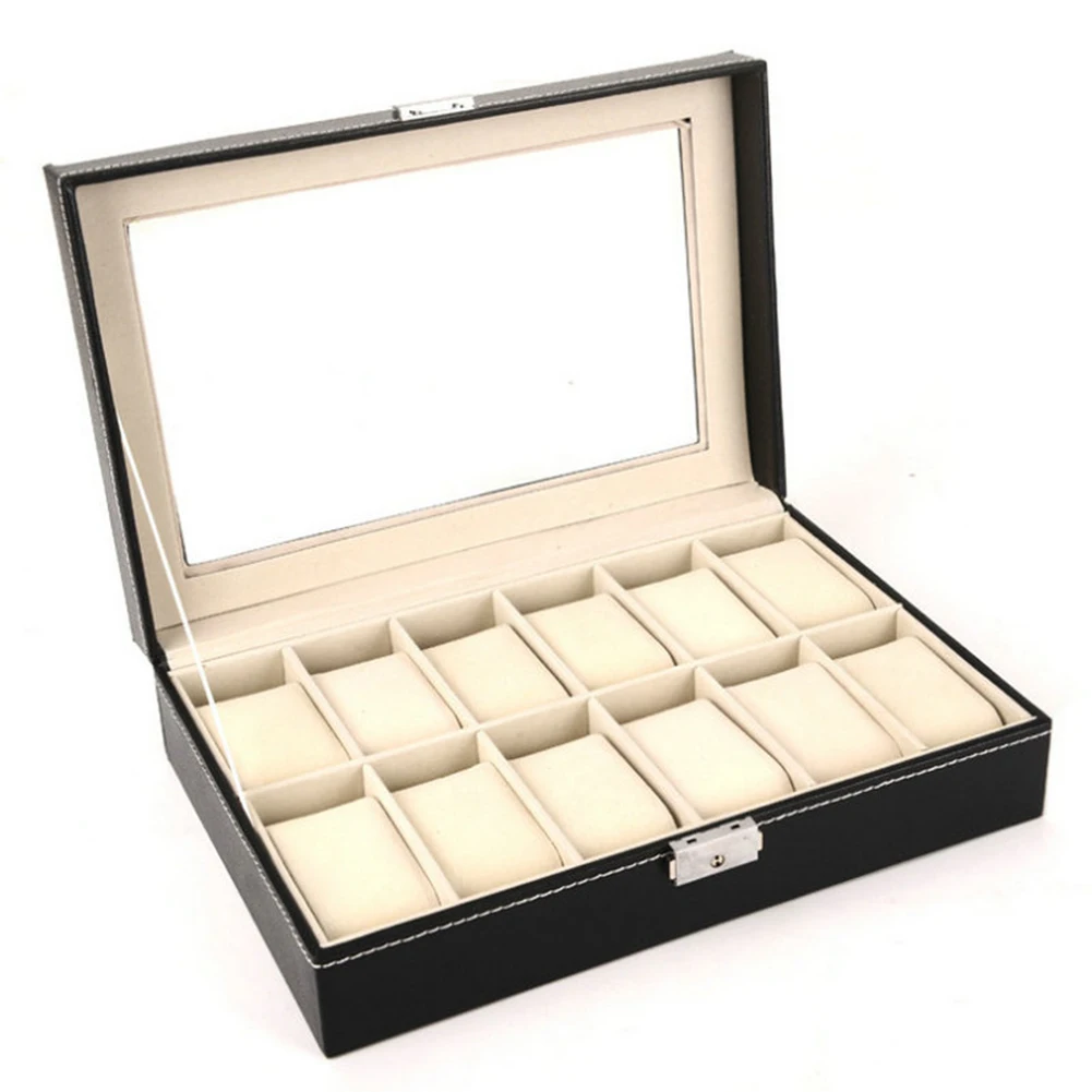 6/10/12/20 Slots Watch Box Clock Storage Box Faux Leather Wrist Watch Men/Watch Display Case Watch Jewelry Organizer