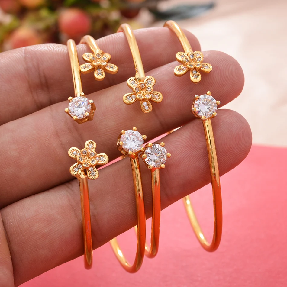 

4pcs Gold Color Cuff Bangles For Women Indian Ethiopian African Dubai Bracelet&Bangles Party Wedding Jewerly Gifts