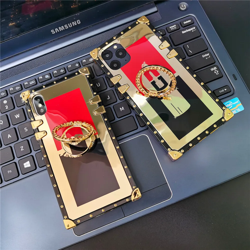 Luxury Gold Mirror Cover Sexy Lipstick Red Lips Case for Samsung Galaxy A15 A25 A35 A55 A54 A14 A52 A34 A72 A53 A33 A32 A12 A13